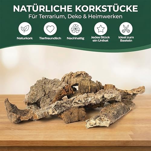 sphagnum-shop.com Naturprodukt der Korkeiche Korkstücke 1kg Korkrinde zur Dekoration und Terrarien - Kork zum Basteln oder für Vögel und Nager