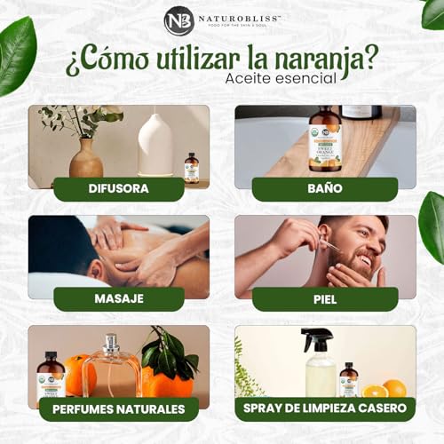 Image of NaturoBliss Organic Sweet Orange Essential Oil, 100% Pure Therapeutic Grade, Premium Quality, 1 fl. Oz / 30 ml - Perfect for Aromatherapy and Relaxation