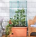 The Lakeside Collection Self Watering Vegetable Planter Box with Trellis on Wheels - Mobile Garden