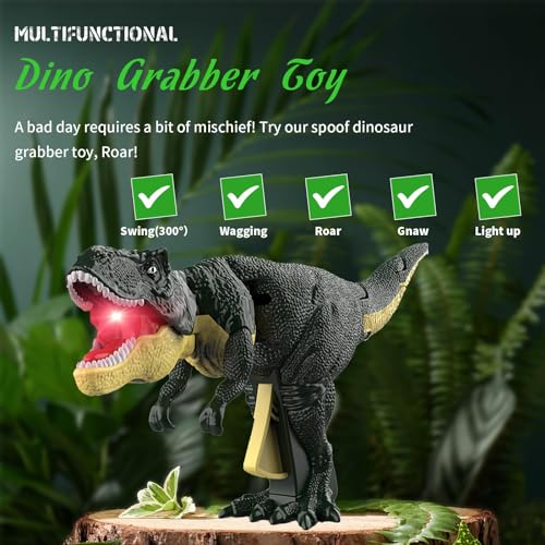 TERRIFI Funny Dinosaur Toys - Trigger The T-Rex with Sound and Light Effects - Dino Fidget Novelty Gag Toy, Dinosaur Chomper Toys - fun Interactive Dinosaur Gift for Boys Girls 3+ Year Old (Green)