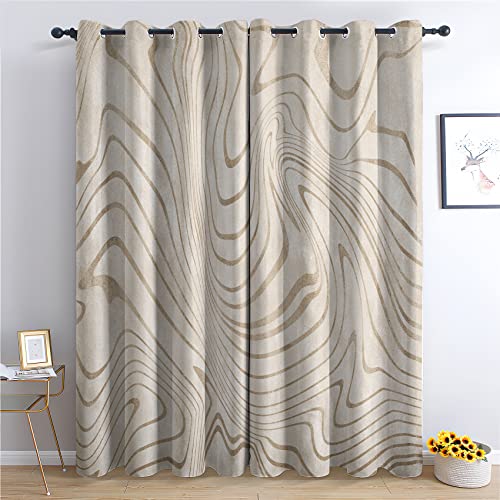 Rideau Occultant Thermiques Taupe Abstrait - Lot de 2 Rideaux Imprimé pour Salon Chambre Fenetre Cuisine, Rideaux et Draperies Intérieurs à Oeillets,...