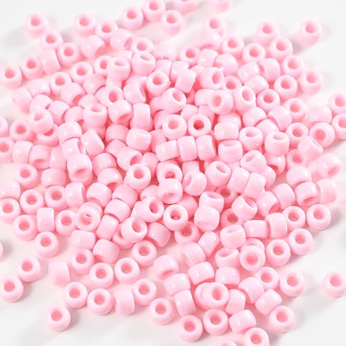 Image of 1000 Pcs Acrylic Pony Beads 6x9mm Bulk for Bracelet Necklace Jewelry Making Earring Hair Braiding Kandi Beads (Pink3)