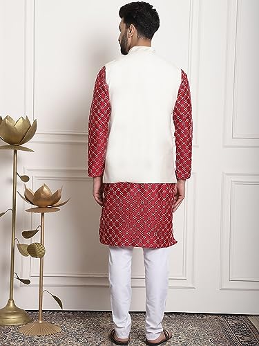 Image of SOJANYA (Since 1958 Men's Silk Blend Kurta and Pyjama with Nehru Jacket