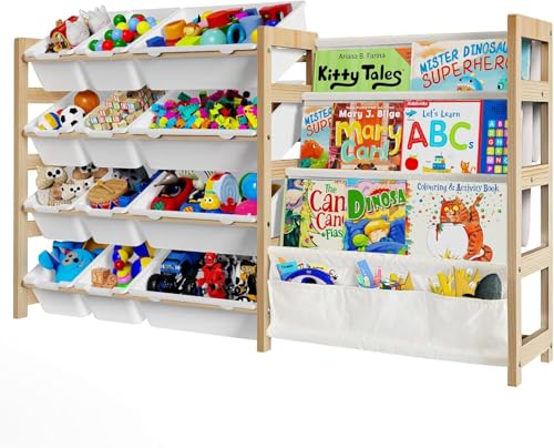 Klorgan 2-in-1 Toy Organizer with Bookshelf