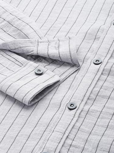 Image of The Indian Garage Co Men Slim Fit Striped Full Sleeves Cutaway Collar Casual Shirt