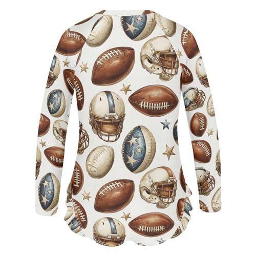 ALAZA Brown Rugby Star American Football Girls One Piece Swimsuit Long Sleeve Rash Guard Swimsuits UV 50+ Swimwear Zipper3