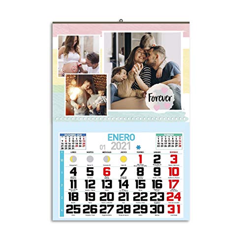 Calendario 2024 de Pared | Calendario 2024 Personalizado | Calendario Mensual con Festivos | 3 fotos