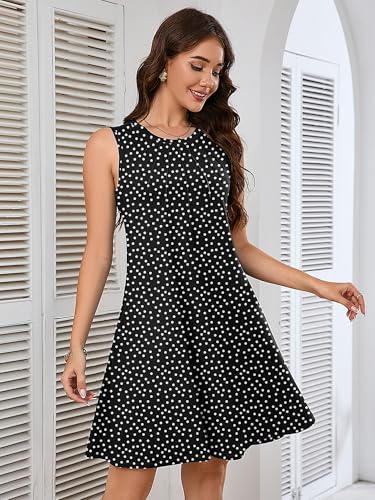 Image of Heymoments Women's Summer Sleeveless Crewneck Dresses Casual Loose Fitted Tank Sundress with Pockets