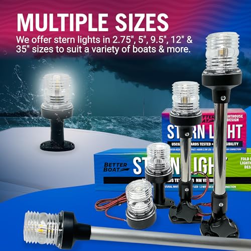 Image of Boat Anchor Light, 5 inch LED Stern Light, USCG Tested Waterproof Marine | Navigation Light, 3NM White All-Around Lighthouse, LED Accessory for Boats