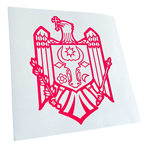 Kiwistar - Autocollant - blason Moldavie - 30 x 24 cm - pink néon - G30 - Pour voitures, vélos, véhicules, motos, cyclomoteurs, tuning, vitres arrière