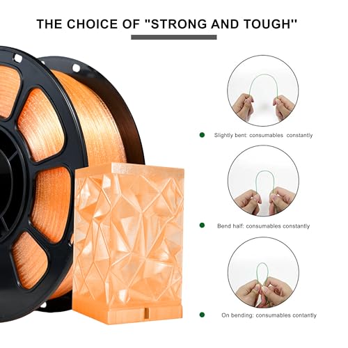Image of iBOSS PLA Plus Transparent 3D Printer Filament, Transparent Glitter Orange PLA+ Filament 1.75 mm Dimensional Accuracy + /- 0.02mm, Clear 3D Printing Filament 1KG Fit Most 3D Printers