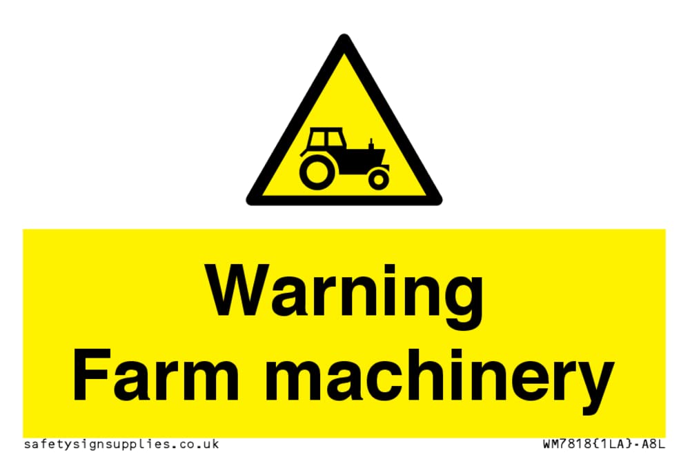 Warning Farm machinery Sign - 75x50mm - A8L