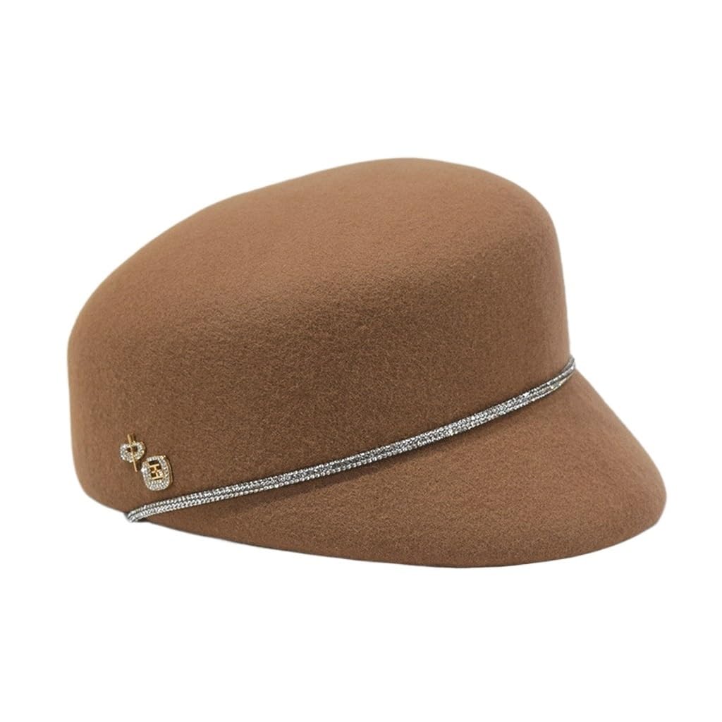 Chapeau d'automne/Hiver Chapeau équestre Femme décontracté Polyvalent Chaud Chapeau de Cavalier Chapeau en Feutre(a)