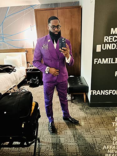 Mens Suit Jacquard Groom Tuxedos Shawl Lapel Suits Slim Fit 2 Pieces Two Buttons Jacket2