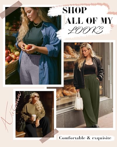 Neer 3 Pack Women's Plus Size Pants, Drawstring Wide Leg Lounge Pants with Pockets Casual Pajamas Comfy Loose Yoga Sweatpants3