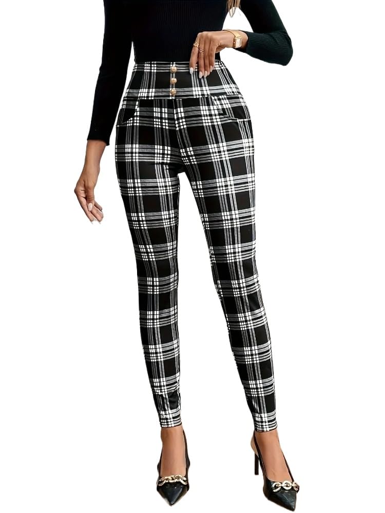 Women Pants Clothes Casual Printed Plaid Slim Fit Skinny Pencil Cropped Pants Striped Streetwear Y2k Cargo Pants Women