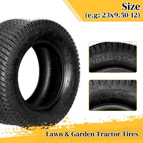 23x9.50-12 Lawn Garden Mower Tractor Cart Tubeless Tires 4Ply Set of 2