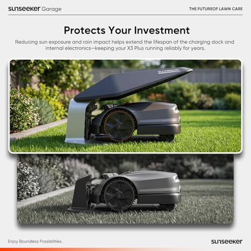 Image of Sunseeker X3 Plus Robot Lawn Mower Garage, All-Weather Protective Cover, UV & Rain Shelter for Charging Station, Durable PP, Easy Tool-Free Setup, No Signal Interference
