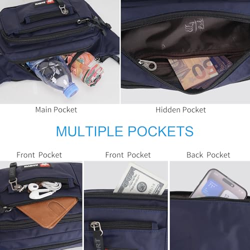 AirZyx wasserdichte Gürteltasche Bauchtasche Damen Herren Multifunktionale Hüfttasche mit Reißverschluss Geeignet für Reise Wanderung und Alle Outdoor-aktivitäten Schwarz