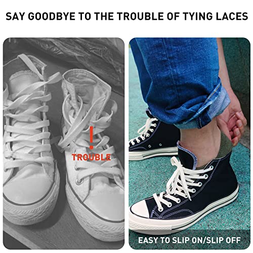 Image of UamGlsob 2 Pairs 5 /16 inch Flat Elastic Shoe Lace, Stretch Shoelaces