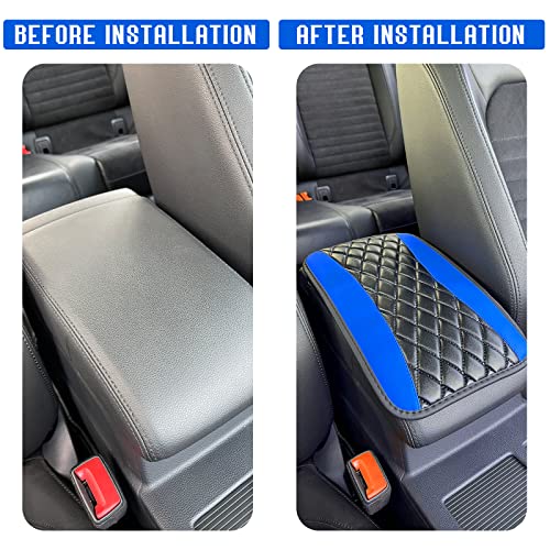 Tobenbone Car Center Console Pad, Leather Waterproof Armrest Seat Box Cover Pad Protector, Comfortable Car Interior Accessories For Most Cars, Trucks, Suvs (Blue) #TOP3