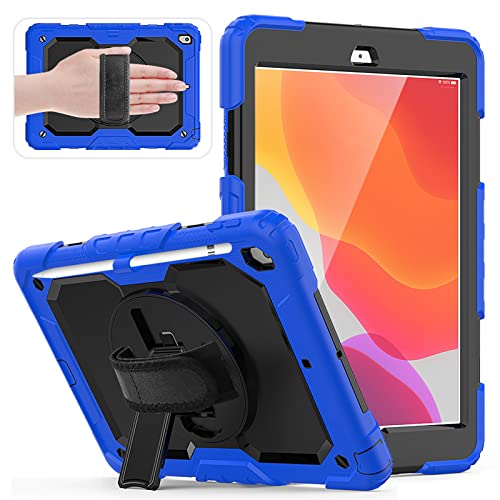 HUEZOE Case Compatible with iPad 10.2 Inch Model 2021/2020/2019, Shockproof Full Body Protection Cover for iPad 9/8/7 Generation, Blue