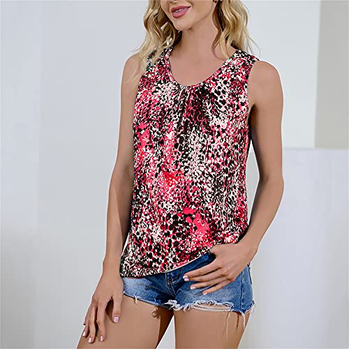 image for Janepam Women Tank Tops for Summer T-Shirt Tie-dye Leopard Print Ombre