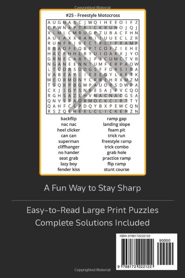 Motocross Word Search Book: Large Print Book With 100 Puzzles on Motocross Racing, Dirt Bike Maintenance, and Riding Techniques image 3