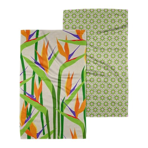 Image of GEOMETRY Spring Kitchen Towels - Quick Dry Microfiber Cloth Spring & Summer Dish Towels for Kitchen Drying - Premium Quick Dry Towel - Paradise Play, 18" x 30" - 2-Pack