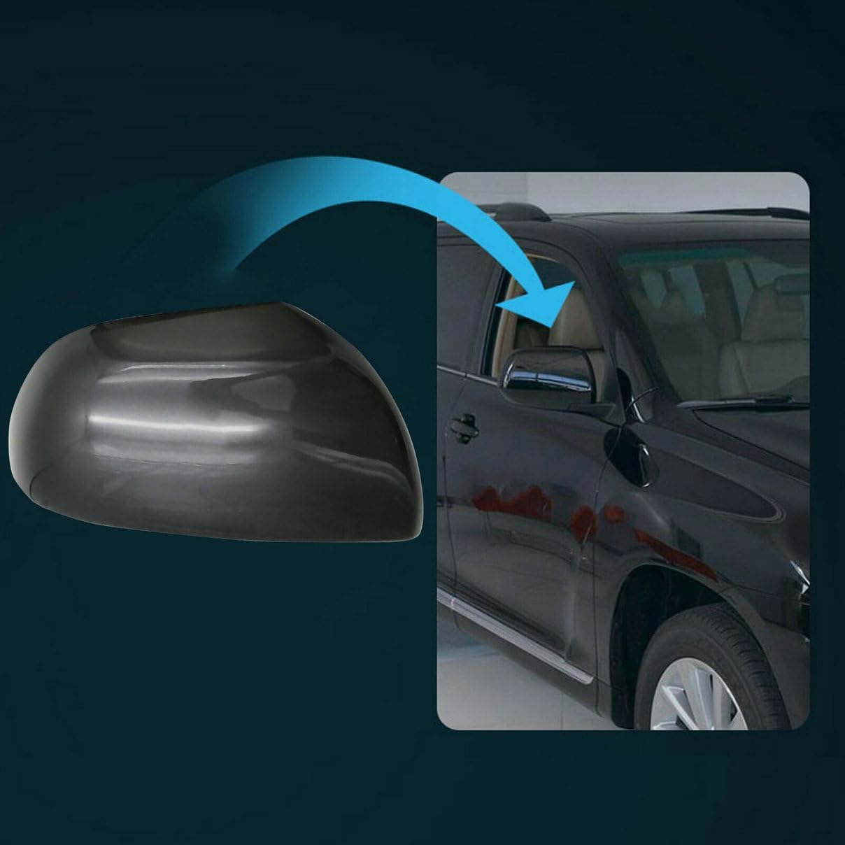 Side Rearview Mirror Cap Cover new for 2008 2009 2010 2011 2012 2013 Toyota Highlander Grey Left Driver Right Passenger Side (Left and Right Side)
