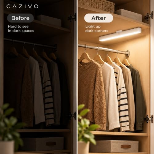 Image of 30cm Magnetic Rechargeable LED Light, Touch-Control Dimmable Under Cabinet Lamp with Multiple Light Modes for Wardrobe, Kitchen, Makeup Mirror and Car Interior