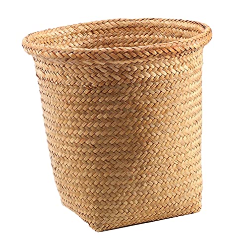 SOLUSTRE Cesta de almacenamiento lavadero mimbre Balde tejido papeleras cesta redonda pequeño cesto de ropa sucia cesta organizadores y almacenamiento De madera Caqui