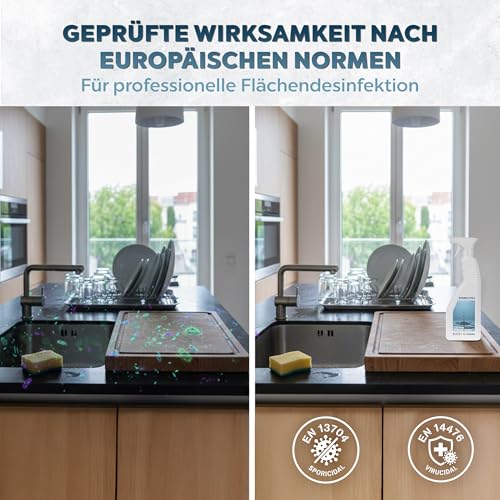 STERILYTE Flächendesinfektionsmittel 1 x 500 ml – Nachhaltig, alkoholfrei & hochwirksam - Desinfektionsmittel für Flächen vielseitig einsetzbar – MADE IN GERMANY