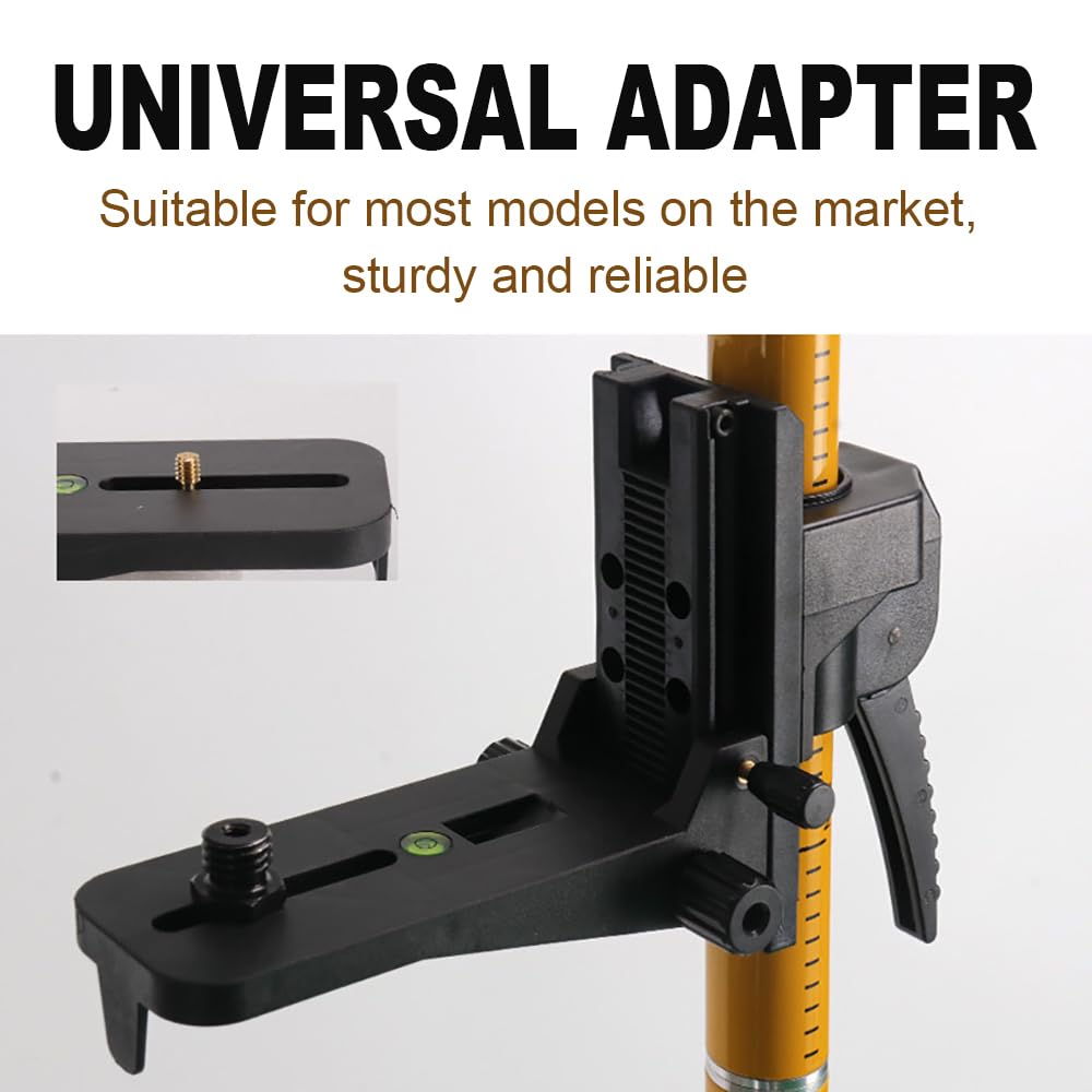 Tripode Nivel Laser 3,7m para Nivel Láser Rotativo y Lineal, Poste Telescópico con Trípode, con Soporte Láser de 1/4 x 20 Pulgadas, Incluye Tuerca Adaptadora de 5/8"-11