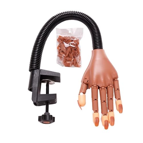 Bueuo Practice Hand For Acrylic Nails, Art Practice Finger Nail Practice Fake Hand, Nail Salons And Diy Nail Art Supplies With 100 Pcs Replaceable Nail Tips (Brown) #TOP24