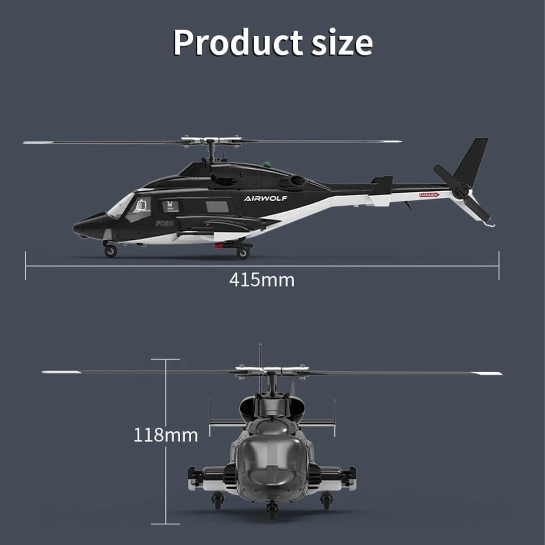 NULA YUXIANG F02S Air-Wolf RC elicottero adulto 8CH 3D/6G Flybarless Aereo telecomandato con stabilizzazione Posizione del flusso ottico RTF