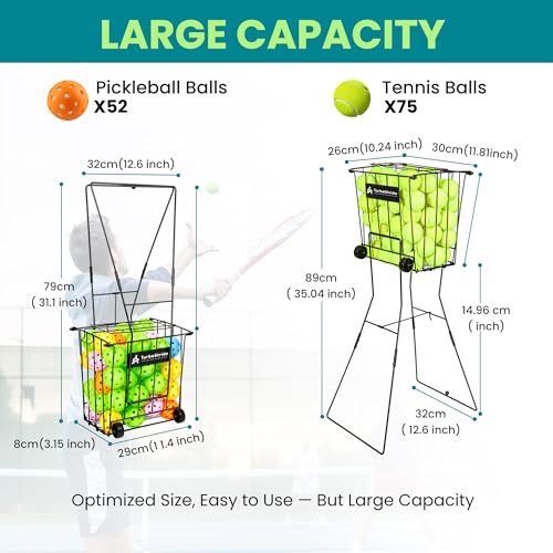 image for TurboStride Portable Tennis Ball Hopper, Pickleball Picker, Large Capa