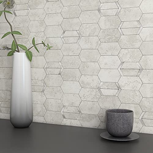Mofit Peel And Stick Tile For Kitchen Backsplash Matte Finish,Peel And Stick Bathroom Marble 3D Wall Panels Honeycomb Tiles For Rvs Waterproof(10Sheets,Cement Grey) #TOP6