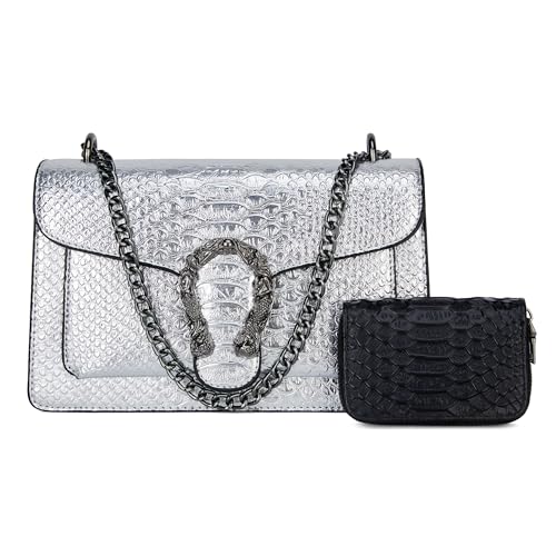 Snake Printed Crossbody Bags for Women - Clutch Shoulder Purses with Wallet Card Case Satchel Bag for Ladies