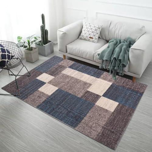 Tapis de salon marron moderne 100x160 lavable et antidérapant