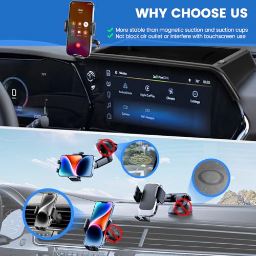Image of Car Phone Holder Compatible with Chevy Trax 2024-2026 Accessories 11-Inch Screen Fixed Clip, Cell Phone Mount with Dash Organizer Storage Box Hands-Free 360 Rotation