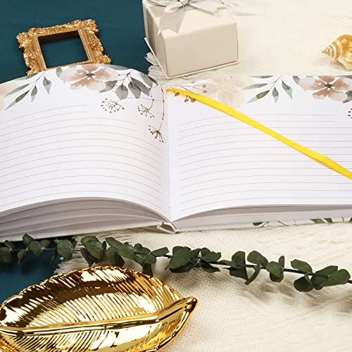 Wedding Guest Book, Guest Sign In Book For Wedding Reception, 120 Pages Hard Cover Guest Book, Beautiful Gold Text With Floral Design Wedding Registry Guestbook For Signing Book 9 X 7 Inch #TOP5