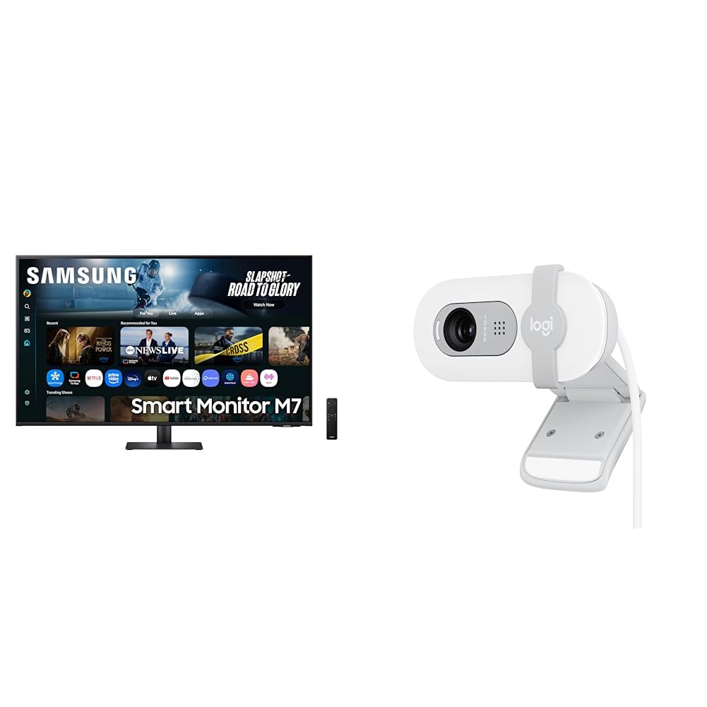 Samsung 43"(1.08m) 4K M7 Vision AI Smart Monitor | UHD 3840 x 2160 | Smart TV Experience with AI Picture & Sound|Type-C|Apple AirPlay|Gaming Bar + Logitech Brio 100 Full HD 1080P Webcam-image-3