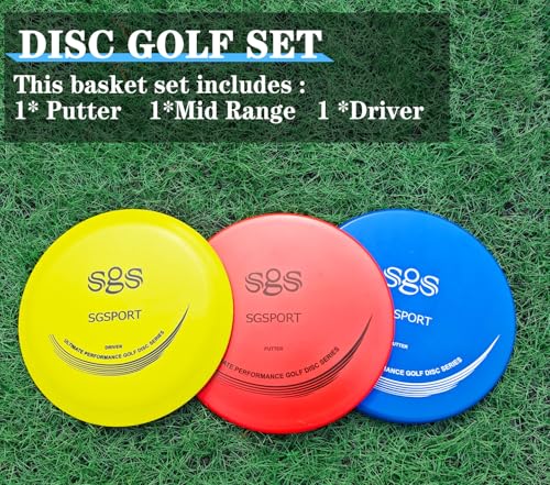 Image of Disc Golf Basket - Portable Disc Golf Target with Heavy Duty 24-Chains Come with 6pcs Disc Golf Discs and Carry Bag, Ground Stake -Suitable for Players of All Levels - Multi Color Available