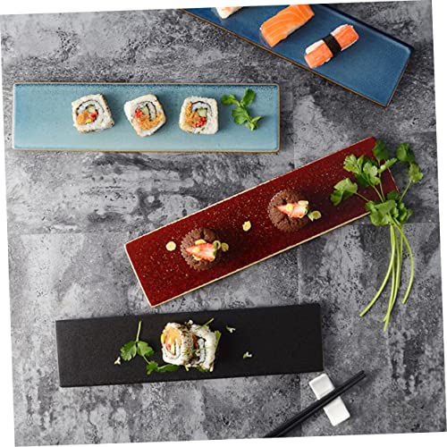 Plato cerámico rectangular estilo japonés para sushi miniatura 6