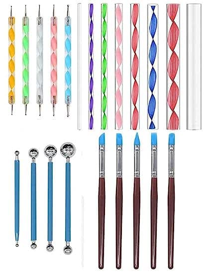 SCHMIDT Mandala Art Set - Multicolor Embossing Double Ended Designer Dotting Tool (5 Pcs), Mandala Designer Dot Painting Tool Sticks (8 Pcs), Metal Ball Tool (4 Pcs) and Color Shaper Sticks (5 Pcs)