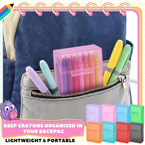 Image of Clabby 16 Pcs Clear Plastic Crayon Boxes Hold 24 Count, Colorful