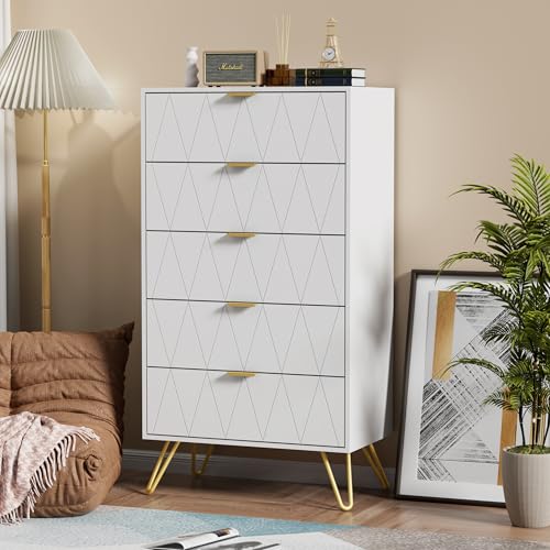 UEV Cassettiera a 5 Cassetti, Comò con Modello di linee
