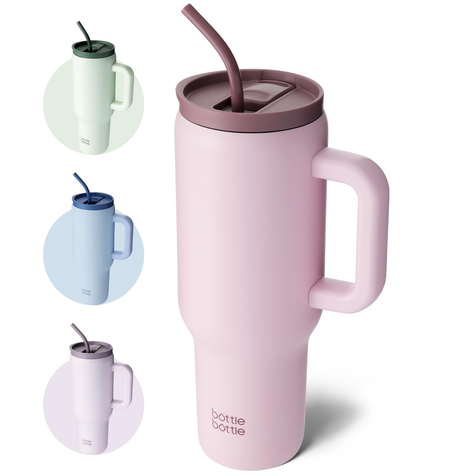BOTTLE BOTTLE 40 oz Tumbler with Handle and Straw,Stainless Steel Vacuum  Travel Mug,Car Cup with Straw, Stainless Steel Vacuum Water Bottle for Gifts