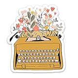 Swaygirls Cute Stickers | Typewriter and Flowers Sticker | Waterproof Vinyl Stickers & Decals for a Hydro Flask, Laptop, Notebook, etc
